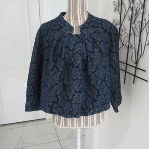 Dark Wash Floral Jean Jacket Gold Sparkles 14 16